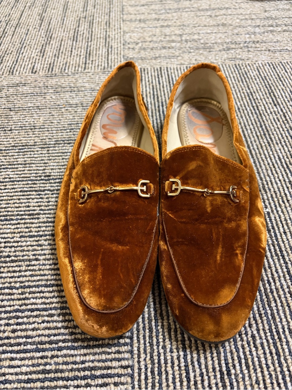Women's Sam Edelman Lorraine Velvet Bit Loafers in Rust Brown